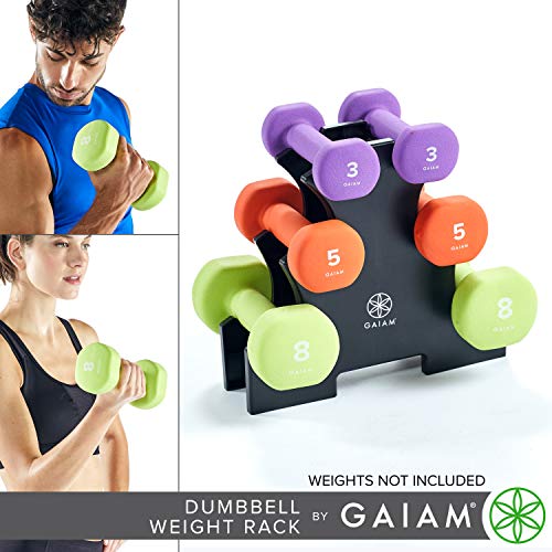 Gaiam Dumbbell Rack Hand Weight Set Tree Designed to Hold Neoprene
