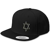 Speedy Pros Snapback Hat for Men Flat Bill Left Side Panel Hats Star of David Gray Jewish Embroidery Embroidered Flat Bill Hat Acrylic