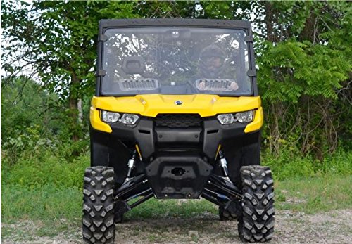 SuperATV Heavy Duty Scratch Resistant Clear Vented Full Windshield for Can-Am Defender HD 5/8 / 10 / MAX (2016+) - Hard Coated for Extreme Durability - Easy to Install!