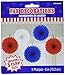 Amscan Red White and Blue Fourth of July Party Hanging Fan Decoration, Paper, 6