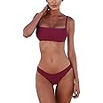meioro Bikini Set Swimsuits for Women Low Waisted Two Piece Swimwear with Brazilian Push up Top Cheeky Bottom Bathing Suits