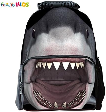 FOR YO KIDS Pupil's 3D Animal Fierce Shark Pattern School Backpacks
