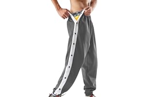 YSERB Mens Tear Away Athletic Pants Casual High Split Snap Button Sweatpants Jogger Pants Loose Fit Active Workout Trousers