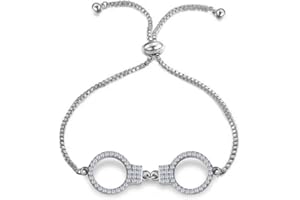 HOLLP Simple Handcuff Bracelet Best Friend Jewelry Gift Crystal Handcuff Adjustable Chain Bracelet Gift for Sister Friend