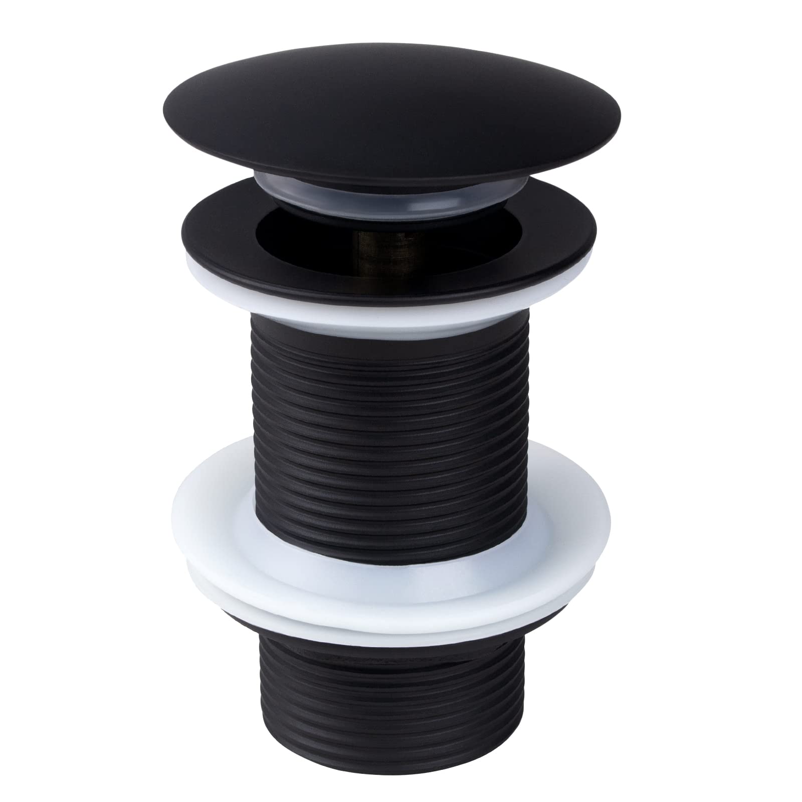 Swetup Click Clack Basin Waste Unslotted, Black Pop Up Plug for Bathroom Sink