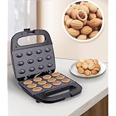 Cookie Maker Electric Walnut Maker Nut Mold Maker, Non Stick 110V Electric Oreshki Maker with Double Sided Heat, Non Slip Feet, for Nuts Cookies Snacks, 12 Holes Black