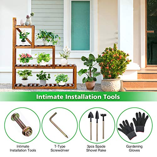 TOOCA Wood Plant Stands Indoor, 3Tier Corner Plant Flower Pot Stand