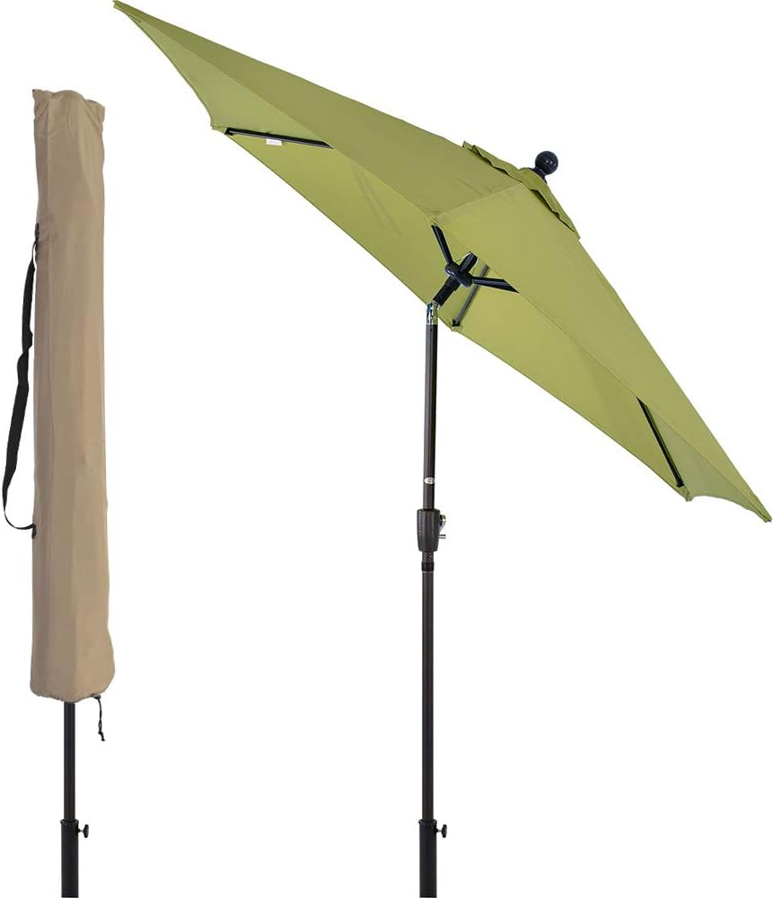 Amazon Com Lch 9ft Patio Umbrella Outdoor Table Umbrella With Push Button Tilt Crank 6 Sturdy Ribs Lime Green Garden Outdoor