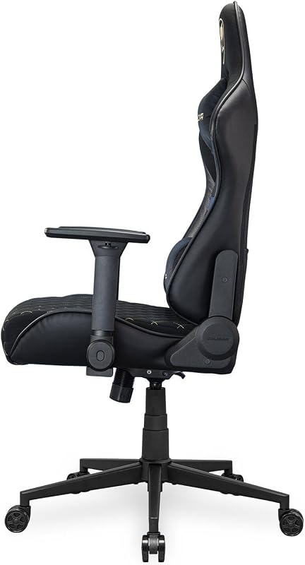 Armor One V2 Gold F - Cadeira de jogos, superfície em tecido trançado, apoios de braço dobráveis 4D, reclinação a 155°, ajuste da altura do elevador do pistão, suporte de peso até 120 kg,