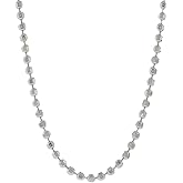Peermont Italian 925 Sterling Silver Bead Diamond-cut 2mm Chain Necklace (16"-30" available) (18)