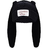 Cat Ear Beanie Cat Ear Hat Y2k Hat for Women Men Unisex Knit Beanies Soft Slouchy Warm Crochet Cap