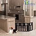 Bundaloo Freestanding Folding Gate | Expandable Wooden Fence for a Small to Medium Pet Dog | Limits Pup's Access to Stairs, Doorways, & Hallways (Black, Paw Print)
