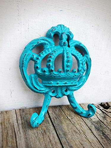 Turquoise Princess Crown Wall Hook â€“ Nursery Organizer â€“ Modern Victorian Key Hanger for Entryway â€“ Fleur De Lis Decor