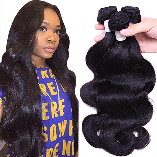Flady Hair 7A Brazilian Body Wave Virgin Hair 3 Bundles 14 16 18inch 100% Unprocessed Virgin Human Hair Weave Natural Black Color
