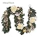 Valery Madelyn Pre-Lit 6 Feet/72 Inch Elegant Champagne Gold Christmas Garland with Shatterproof Ball Ornaments, Ribbon, Artificial Flower, Battery Operated 20 LED Lights
