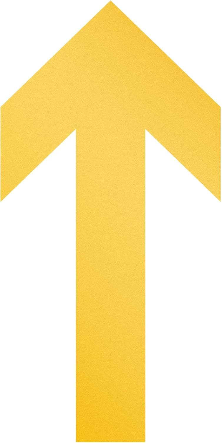 Durable Removable Self-Adhesive Arrow Floor Stickers - Safety Signage & Stickers - Perfect for Warehouses - Pack of 10 - Yellow - 100 x 0.2 x 200mm