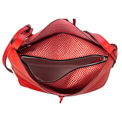 Gianni Chiarini Italian Made Red Pebbled Leather Slouchy Open Top Shoulder Bag
