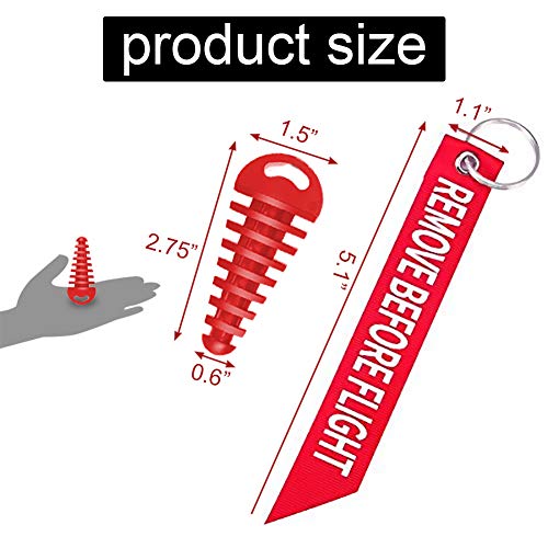 MELIFE 2 Pack 0.6"-1.5" Muffler Exhaust Wash Plug, Motorcycle Dirt Bike 2 Stroke with Keychain Tag with Key Ring Engine ATV Quad Rubber Exhaust Silencer - Black + Red