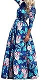 FsJoy Women's Summer Elegant Floral Slim Beach Casual Long Maxi Dress
