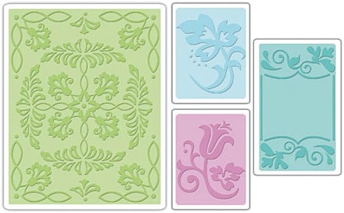 Sizzix Textured Impressions Embossing Folders, 4-Pack, Ornate Flowers & Frame