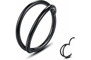 Yrogcu 20G 18G 16G 14G Single/Double Hoop Stainless-Steel Seamless-Hinged-Piercing Segment-Clicker Nose-Ring-Hoop : Diameter 6mm 8mm 10mm 12mm Cartilage Earrings
