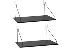 ONSOGI Fabric Wall Cubicle Shelf with Hooks for Work Decor, 11.8' Wooden Cubicle Organizer Storage Shelf with Hangers Cubicle Accessories for Women Men Desk, 2 Pack Black