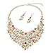 Women Alloy Crystal Necklace and Earring Set Wedding Jewelry Rhinestone Necklace