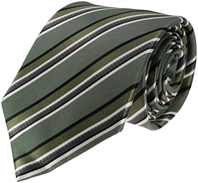 Glennbrook Mens Necktie Formal Stripe Series Fashion Tie Set with Pocket Square (Sage Green)