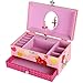 SONGMICS Ballerina Music Jewelry Box for Little Girls, Swan Lake Tune Pink UJMC002