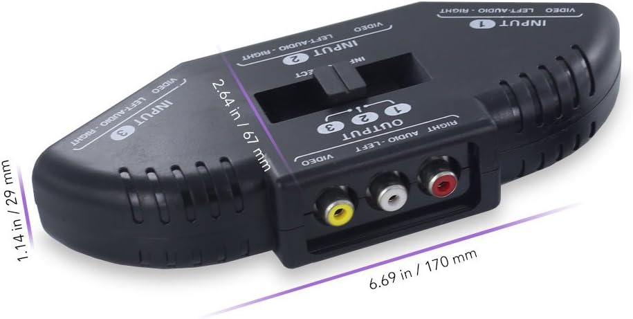Fosmon A1602 RCA Splitter with 3-Way Audio, Video RCA Switch Box + RCA Cable for Connecting 3 RCA Output Devices to Your TV: Electronics