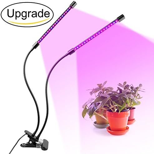 Newforshop Upgraded Dual-lamp LED Grow Light 18W Dimmable 2 Levels Plant Grow Lamp Lights Bulbs with Adjustable Flexible 360 Degree Gooseneck for Indoor Plants Hydroponics Greenhouse Garden Office