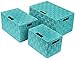 Sorbus Set of 3 Hand-Woven Storage Baskets with Lids – Decorative Wicker Organizers for Home, Closet, or Shelves (Aqua)