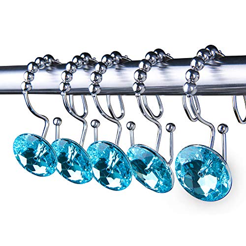 Looca Bling Big Crystal Shower Curtain Rings Double Glide with 100