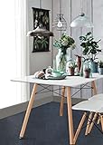 Dining Table FurnitureR Modern Retro Design Square Dining Table Desk with Beech Wooden Legs