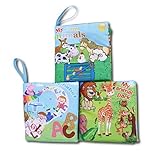 Soft Cloth Baby Books Set of 3 -Bright Color Pictures for Boys or Girls-visual Learning,expression Keepsake.