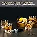 Whiskey Glass Set of 4 with Stones - Twisted Shaped Old Fashioned Whiskey Glasses and Bonus Granite Whiskey Stones - Great for Scotch and Bourbon