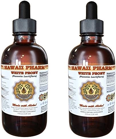 White Peony Organic White Pony (Paeonia Lactiflora) Tincture, Herbal Supplement, Hawaii Pharm, Made in USA, 2x2 fl.oz