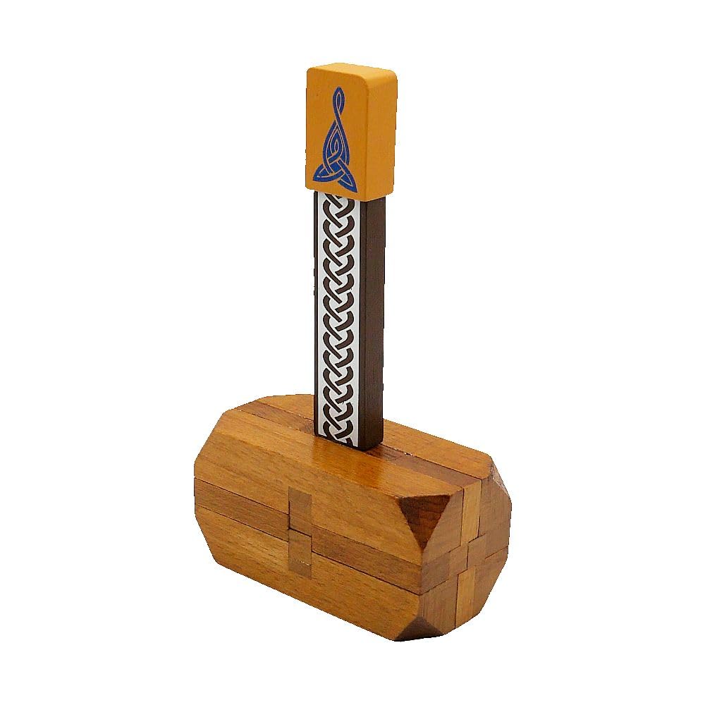 Project Genius Inc. Thor's Hammer Wooden Brain Teaser Puzzle, Brown