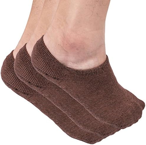 Laluna Bride Men's No-Show Casual Socks Pack Of 3 Pairs Quality Cotton Non Slip Brown Medium