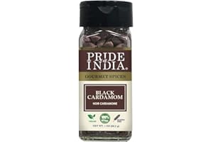 Pride of India – Black Cardamom Whole – Cardamom Pods – Firm & Smoky Flavor – Freshly Dried – Ideal for Indian & Asian Cookin
