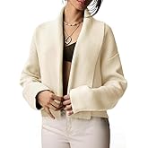 Tanming Cropped Cardigan for Women Open Front Sweater Oversized Shawl Lapel Chunky Knit Coatigan
