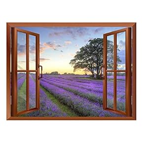 Sunrise on a Purple Filed Removable Wall Sticker/Wall Mural - 24"x32"
