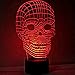 Play Time Generic 3D Illusion Light Skull LED Table Lamp Night Light, 7 Color Change Touch Switch Table Desk LED Light