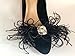 Detachable Black Ostrich Feather Bow and Rhinestone Brooch Shoe Clips Set of Two
