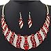 Yuhuan Spiral Metal Shining Crystal Jewelry Set Statement Necklace and Drop Earrings