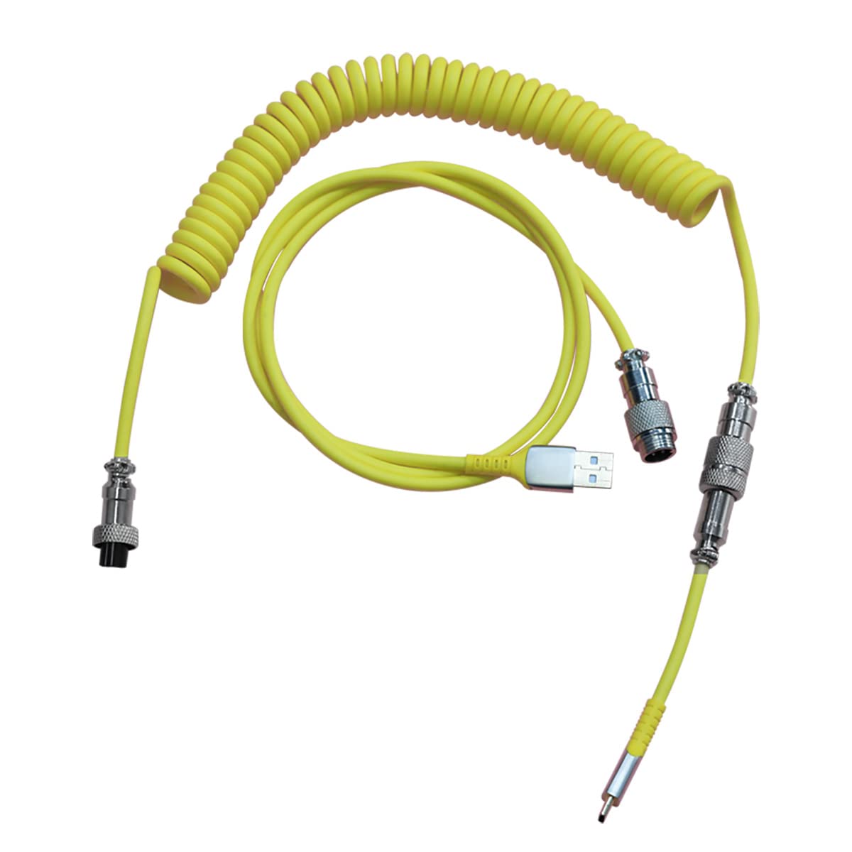 EPOMAKER AJAZZ Detachable Coiled Keyboard Cable Type C to USB-A with Aviation Connector for Mechanical Gaming Keyboard (Yellow)