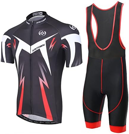 Summer Cycling Clothing Shirts Tights Xintown Men's Black Cycling Jerseys Jackets (Bib Suit, XL)