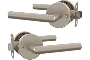 Mega Handles Privacy I Lever Door Lock Handle Set for Hallway, Closet and Bathroom I Keyless Door Lock I Heavy Duty Design I Fits All Standard Door Sizes I Screws Included - Satin Nickel (1 Pack)