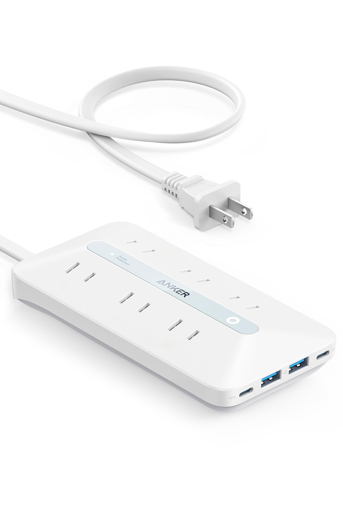 Anker USB Power Strip (10-in-1, 20W) (電源タップ 6個口 延長コード 1.5m USBタップ AC差込口/USB-C/USB-A)【PSE技術基準適合/USB Power Delivery対応 】MacBook PD対応 Windows PC iPad i