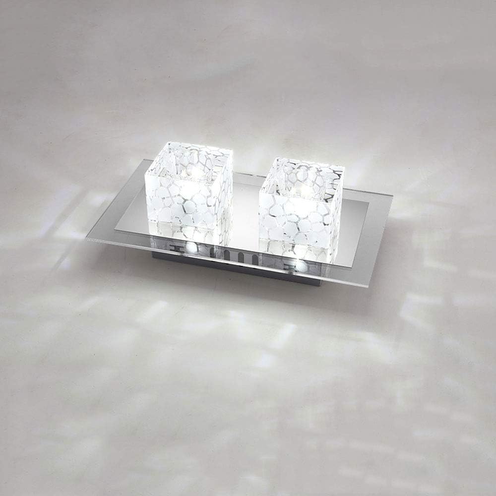 Modenny 6W10W LED Double-Headed Crystal Spotlight Embedded Ceiling Lighting Fixture Square Panel Mounted Recessed Lights Downlight Luxury Villa Living Room Decoration Ceiling Energy Saving Fixture